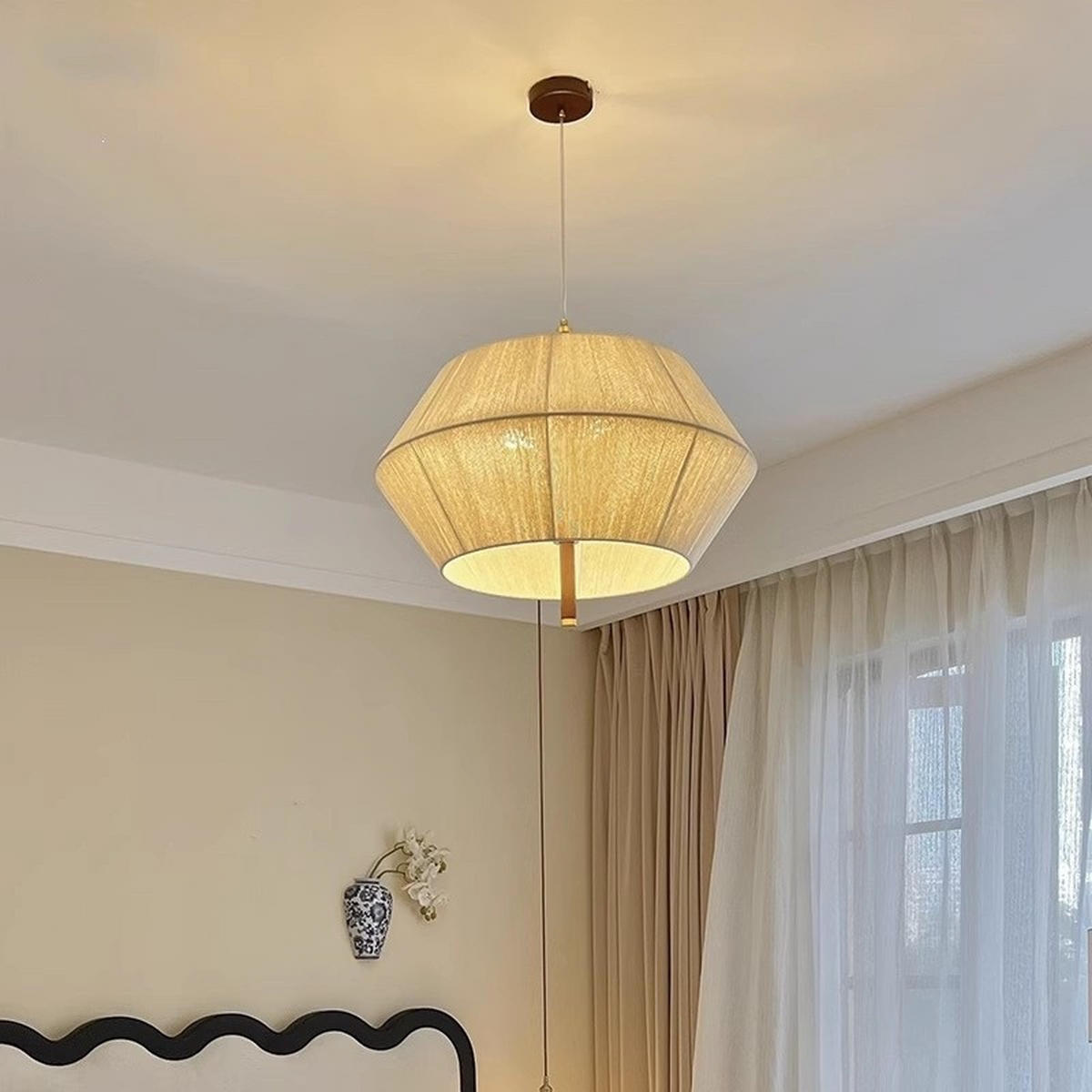 PENDELLEUCHTEN,BAUMWOLLFADEN + Holz, 220 V, 30 cm Durchmesser - Weiß, Metall (30/30/150cm) - Weltevree