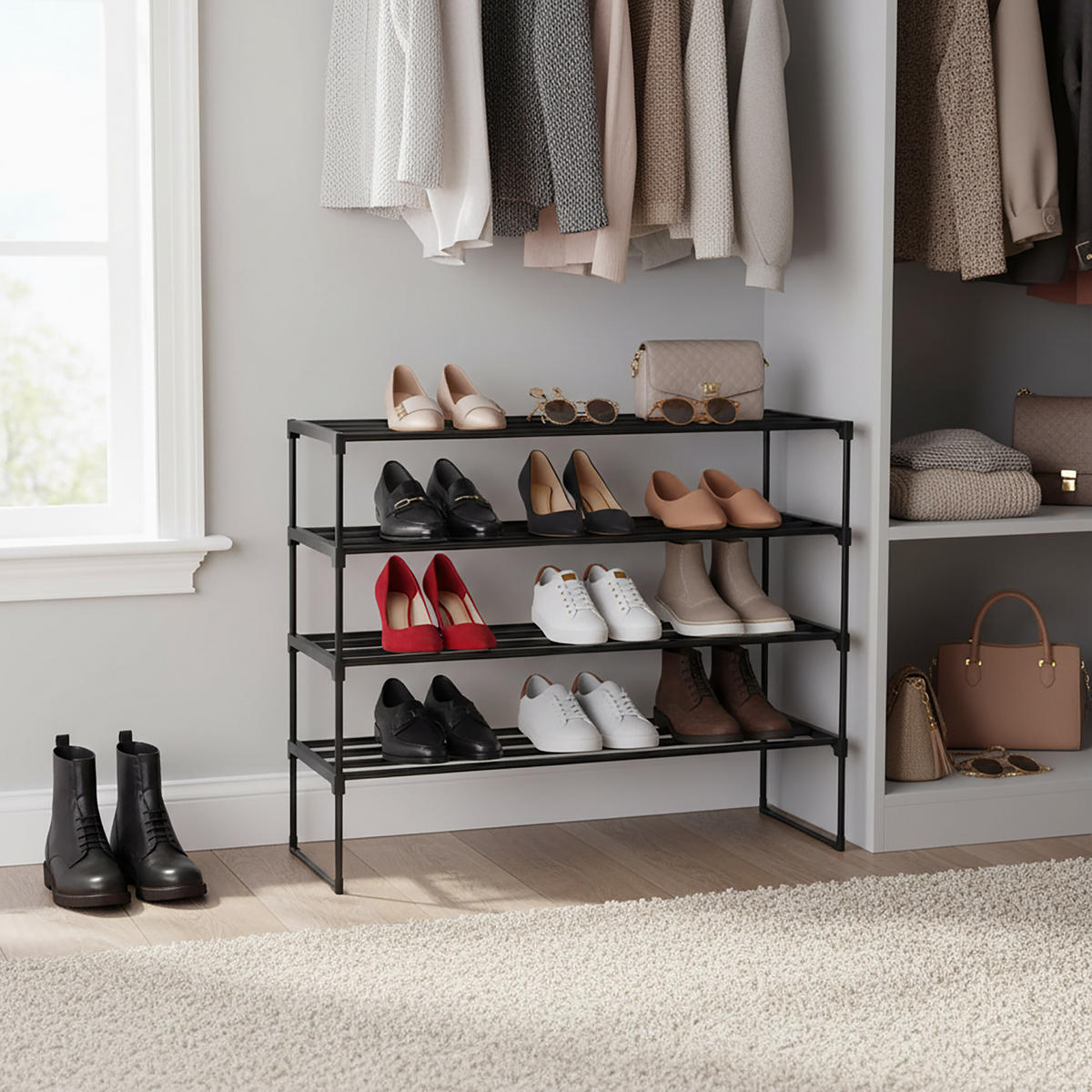 BOTNÍK - černá, kov/plast (92/72/30cm) - Relaxdays