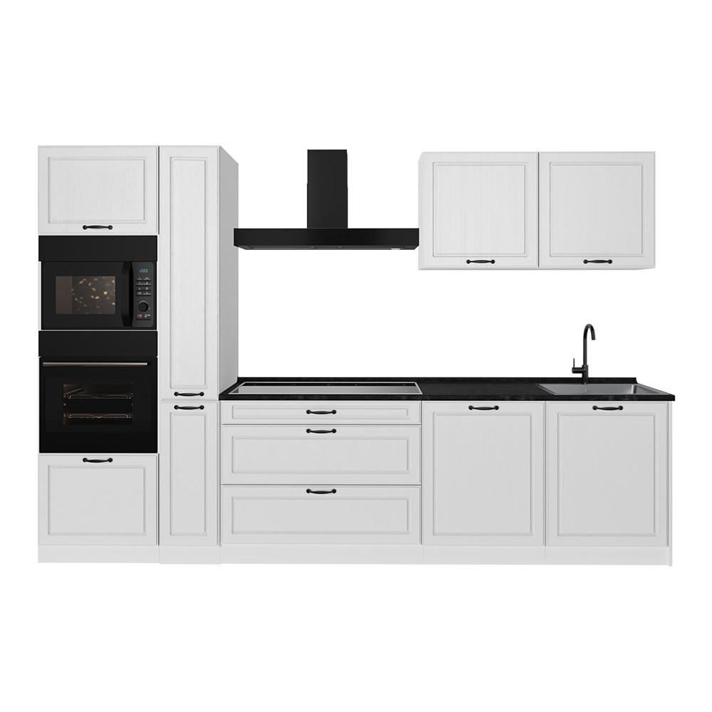 KUCHYNKA R-Line, Biely vidiecky dom/biely, 310 cm antrasiitti työtaso - biela, kompozitné drevo (310/206.8/60cm) - Vicco