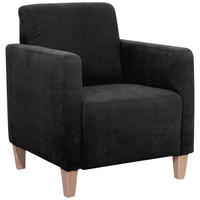SESSEL Karol Bezug Veloursstoff Buche natur / schwarz - Schwarz, Kunststoff (71/81/70cm) - 58aufmkessel
