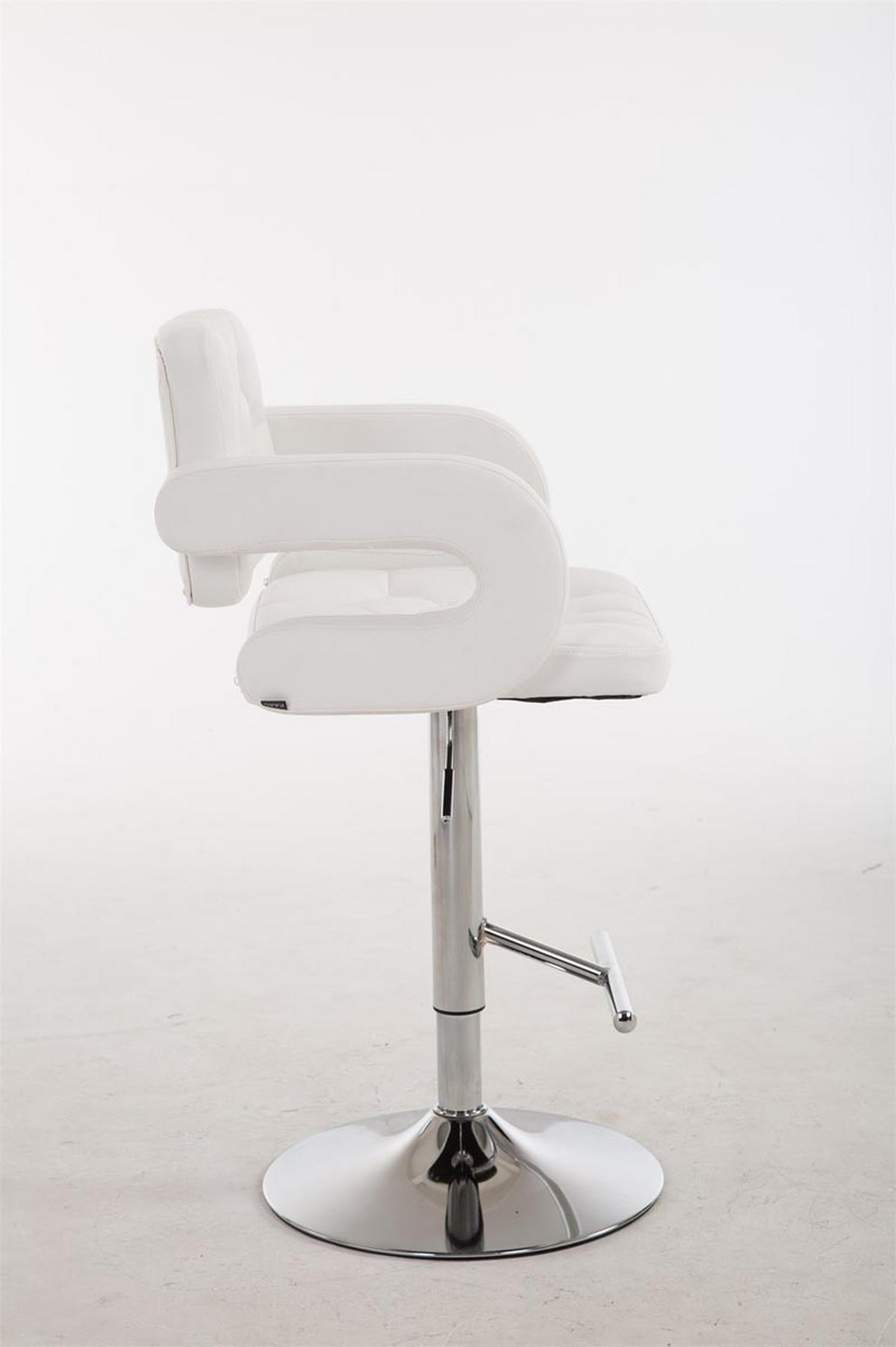BARHOCKER Dubai, Gestell Metall in Chromoptik, Kunstleder weiß, - Chromfarben/Weiß, Kunststoff/Textil (52/100/55cm) - TPFLiving