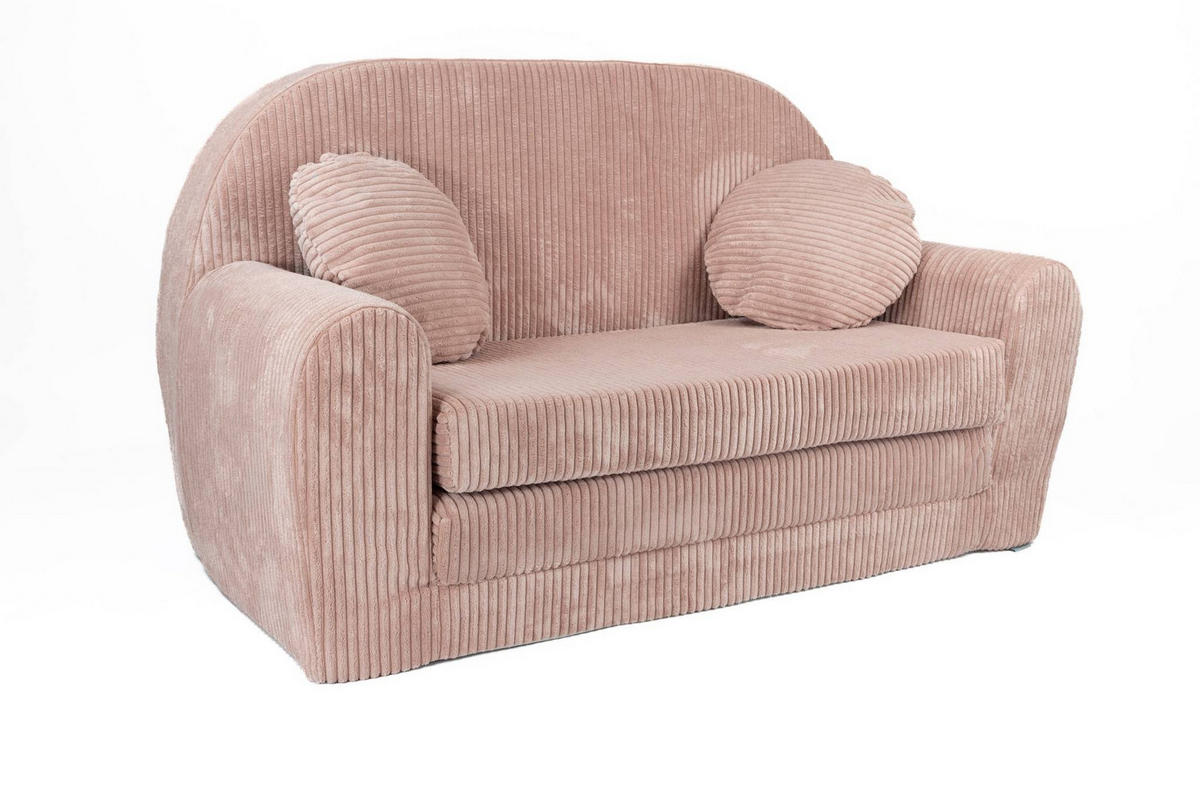 KINDERSOFA MIT VERLÄNGERUNG aus Kuschel-Cord in Altrosa - Altrosa, Textil (100/60/50cm) - Fortisline