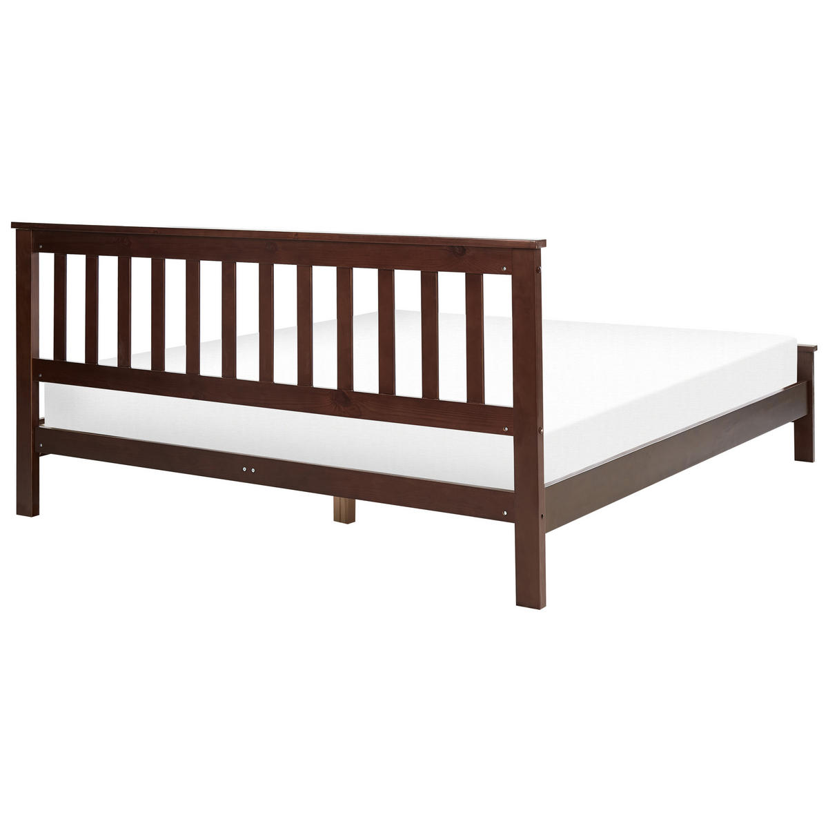 HOLZBETT 160/200cm Dunkler Holzfarbton Mayenne - Dunkelbraun, Holz (160/200cm) - Beliani