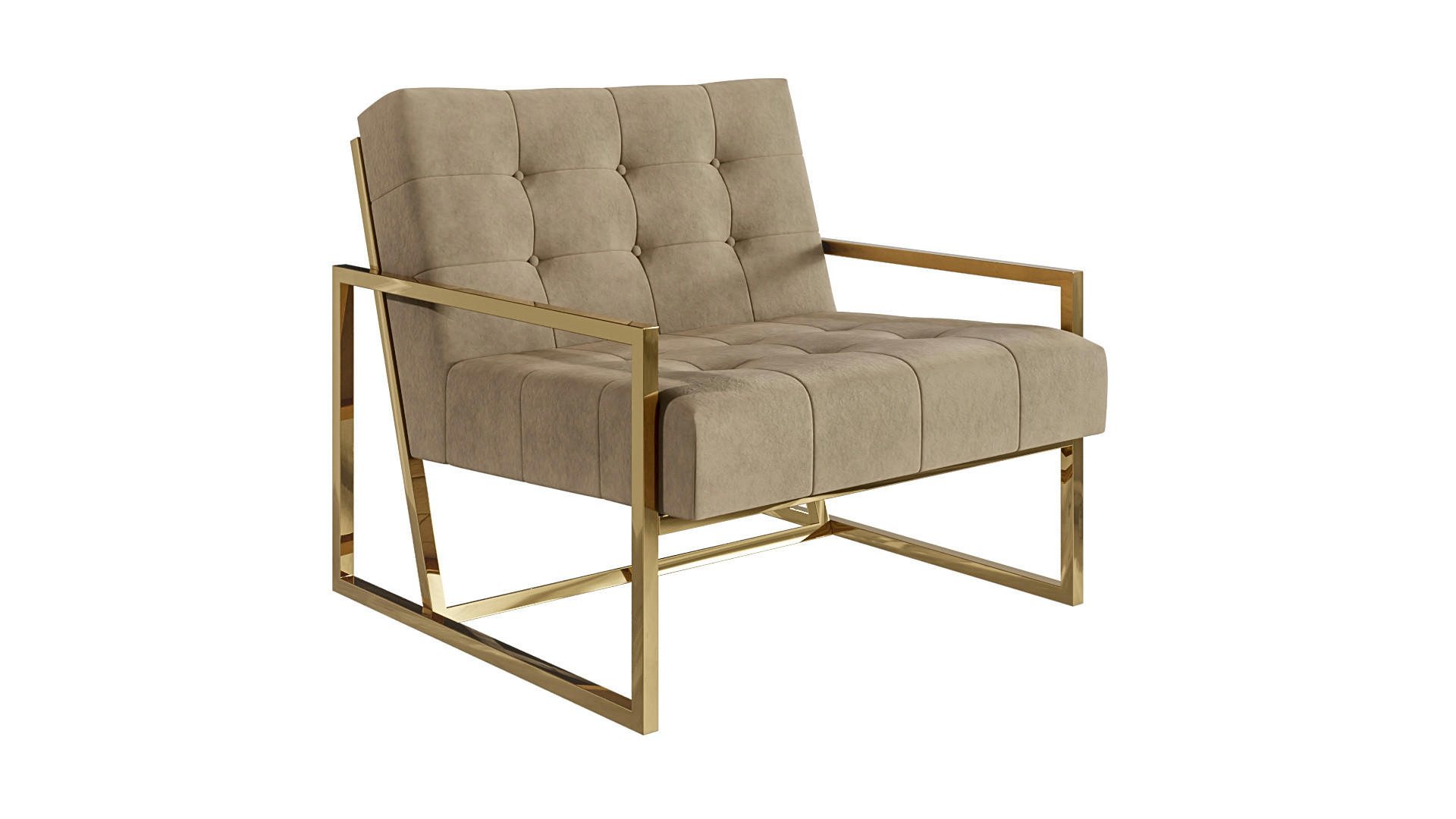 LOUNGESESSEL Duban Beige Samtstoff - Beige/Goldfarben, Holz/Textil (84/81/89cm) - S-Style Möbel