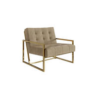 LOUNGESESSEL Duban Beige Samtstoff - Beige/Goldfarben, Holz/Textil (84/81/89cm) - S-Style Möbel