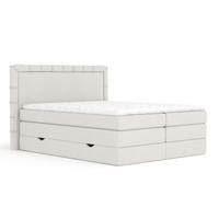 BOXSPRINGBETT Rosabel Beige 200/200 cm mit Matratze und Topper - Beige/Schwarz, Holz/Holzwerkstoff (200/200cm) - Maison de Reve