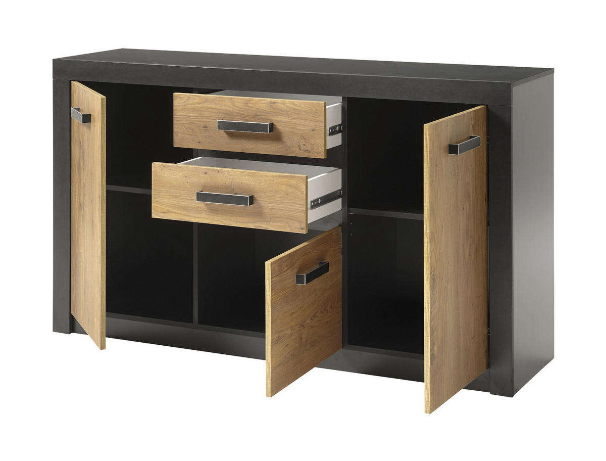 SIDEBOARD Kastanie grau Fresco , Kommode, 153 x 88 cm - Kastanienfarben/Dunkelgrau, Holzwerkstoff/Kunststoff (153/88/42cm) - Furn.Design
