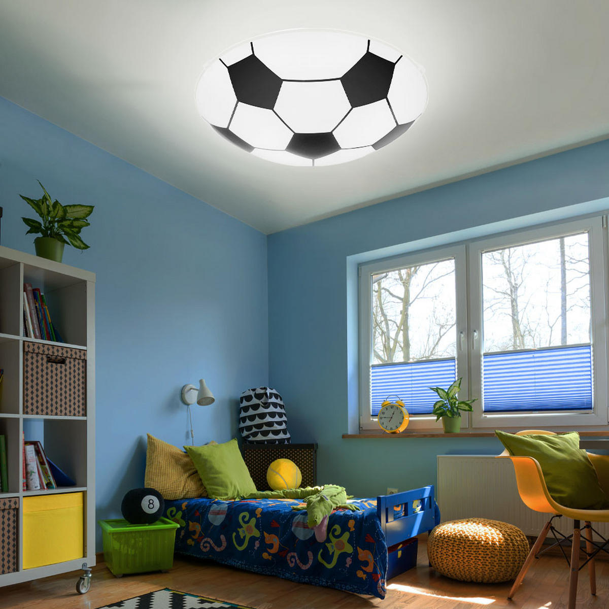 LED DECKENLEUCHTE Glas Weiß im Fußball-Design - Weiß, Glas (25/25/8cm) - Globo Lighting