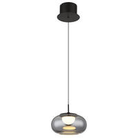 LED HÄNGELEUCHTE Metall Schwarz Glas Rauch - Bernsteinfarben, Glas (20/20/150cm) - Globo Lighting