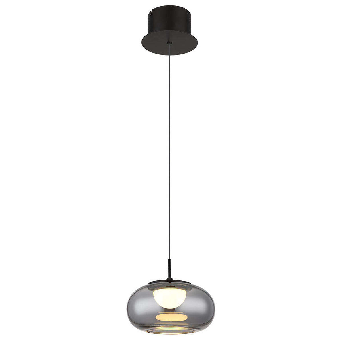 LED HÄNGELEUCHTE Metall Schwarz Glas Rauch - Bernsteinfarben, Glas (20/20/150cm) - Globo Lighting