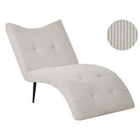 ČALOUNĚNÉ LEHÁTKO CHAISE LONGUE Manšestr Taupe Quilly - černá/béžová, textil (83/97/153cm) - Beliani
