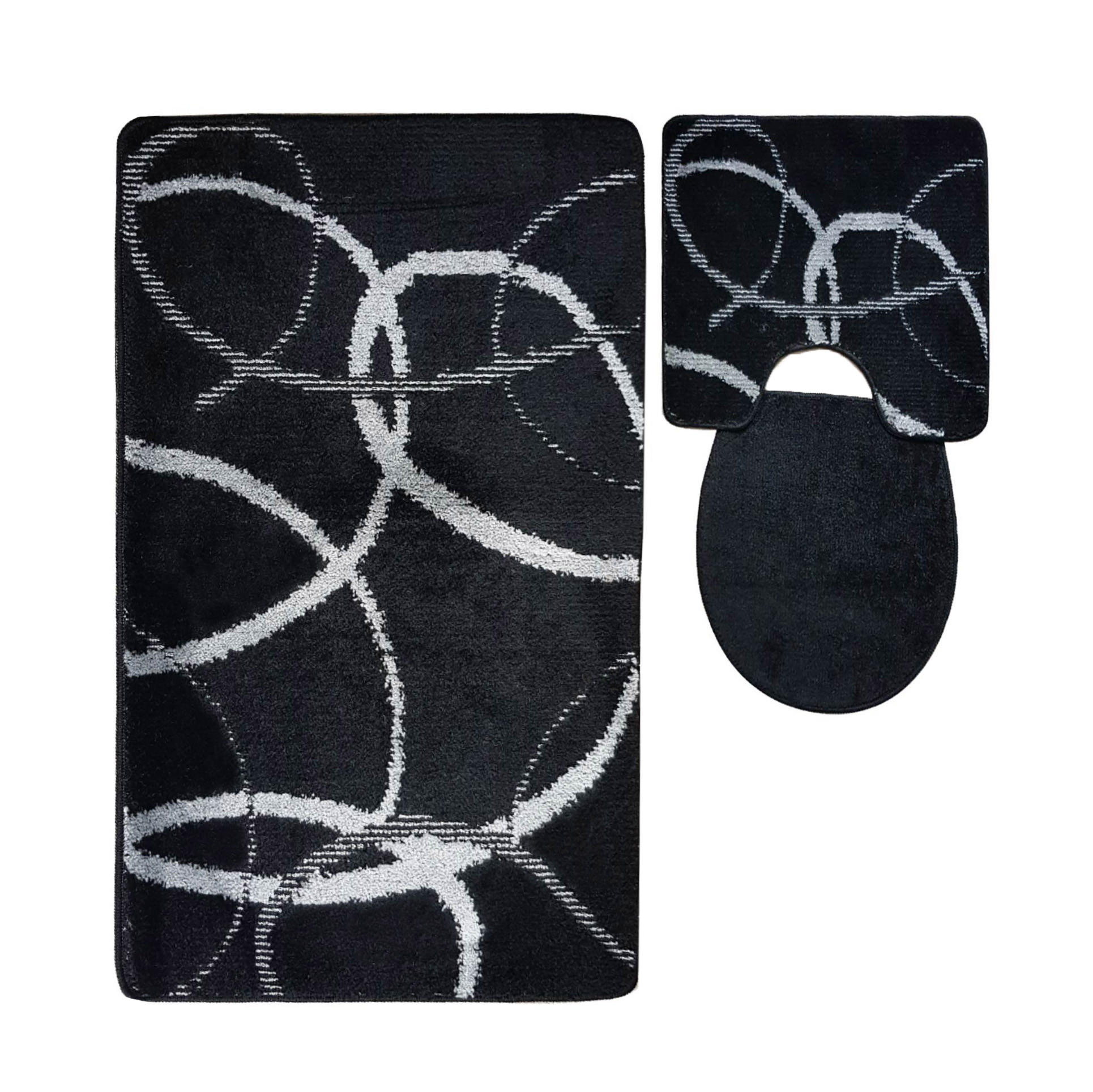 BADEMATTE Set 3 tlg SCHWARZ - Schwarz, Textil (60/100cm) - ROLFNERS