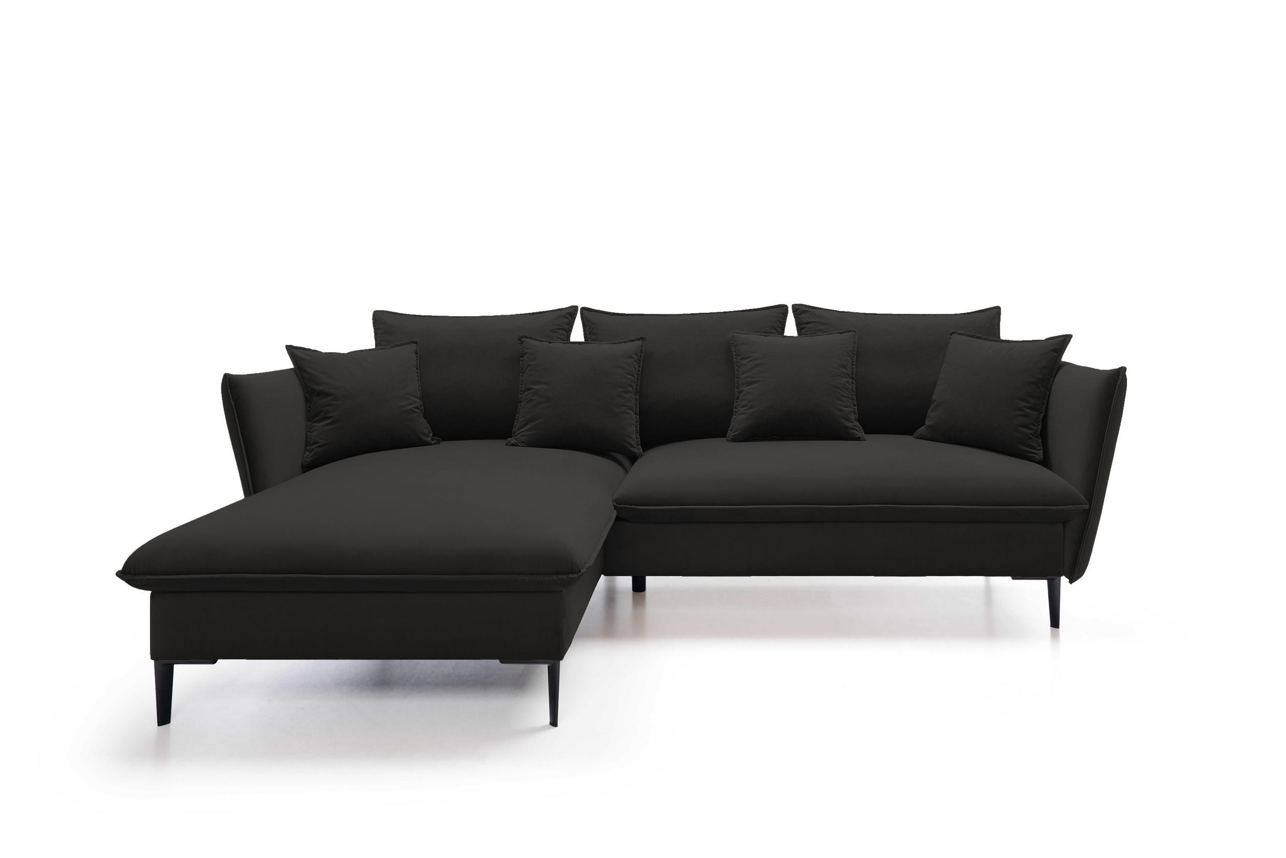 ECKSOFA GLOSS mit Schlaffunktion, Ottomane & goldenen Füßen – Samtsofa im GLOSSour-Stil mit Zierkissen, 258x167x91cm, Linke, BEIGE - Cappuccino, Holz/Textil (167/258cm) - DomoHome