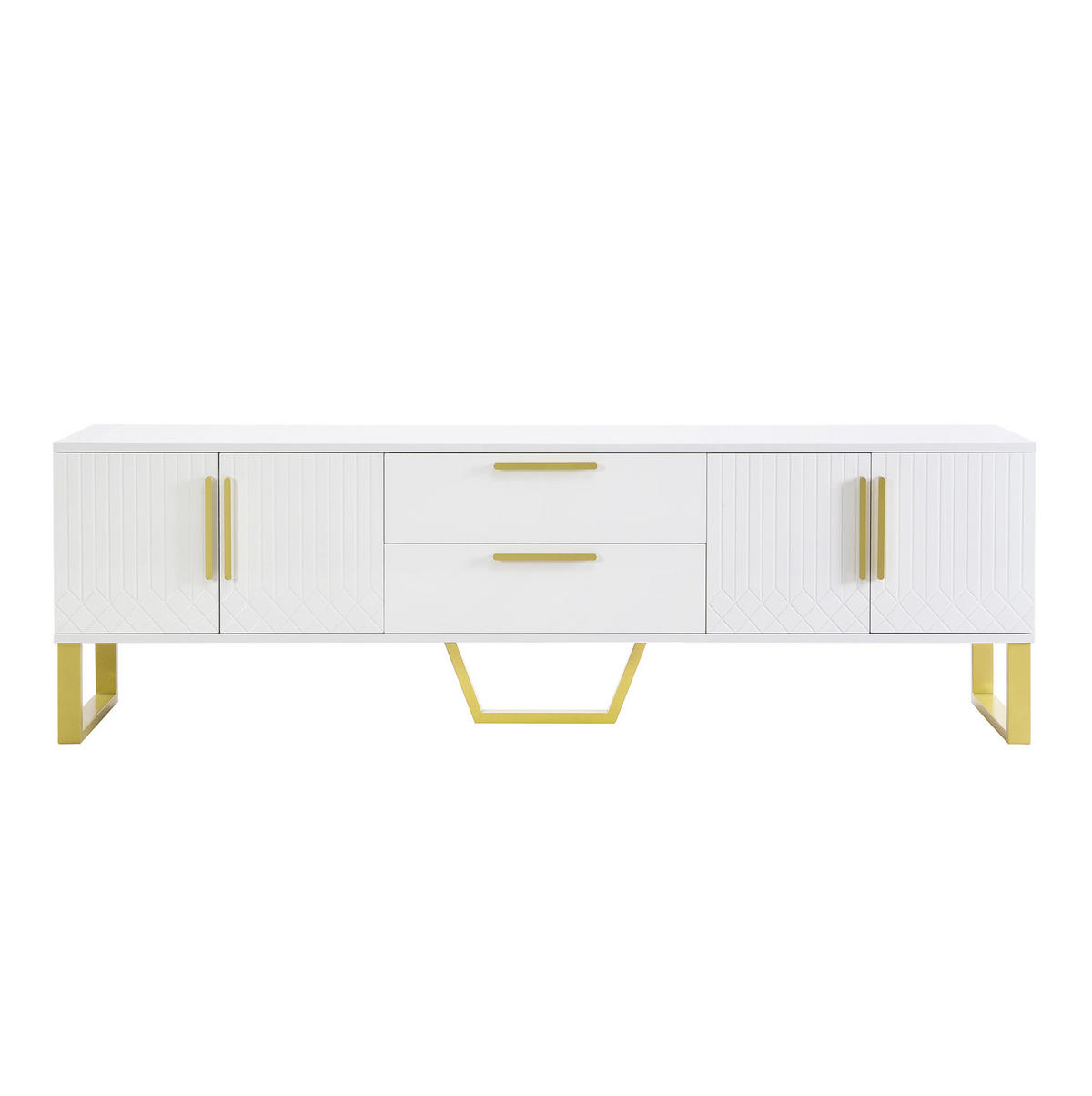 TV-SCHRANK Hochglanz 170 x 40 x 53,5 cm Weiß MDF mit 4 Türen - Weiß, Holzwerkstoff (40/53.5/170cm) - Beauniv