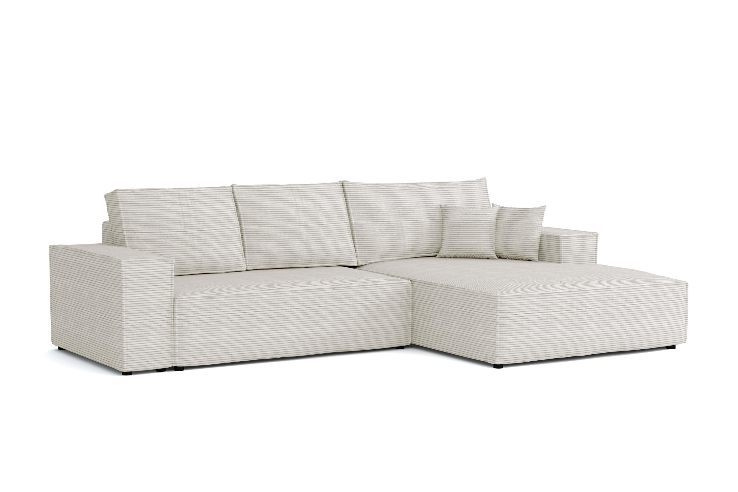ECKSOFA MARCO 294/185 in Cord Creme mit Schlaffunktion rechts - Creme, Holz/Holzwerkstoff (294/185cm) - Deine Möbel 24