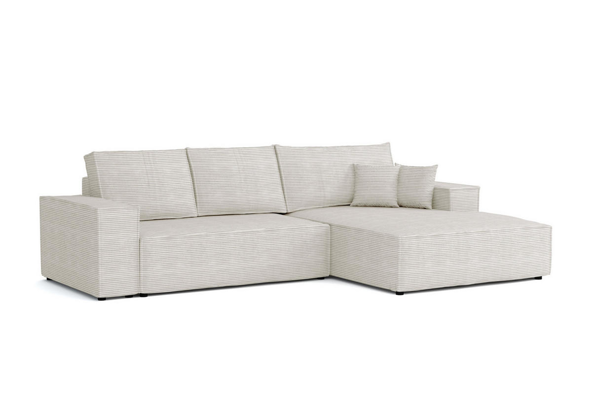 ECKSOFA MARCO 294/185 in Cord Creme mit Schlaffunktion rechts - Creme, Holz/Holzwerkstoff (294/185cm) - Deine Möbel 24