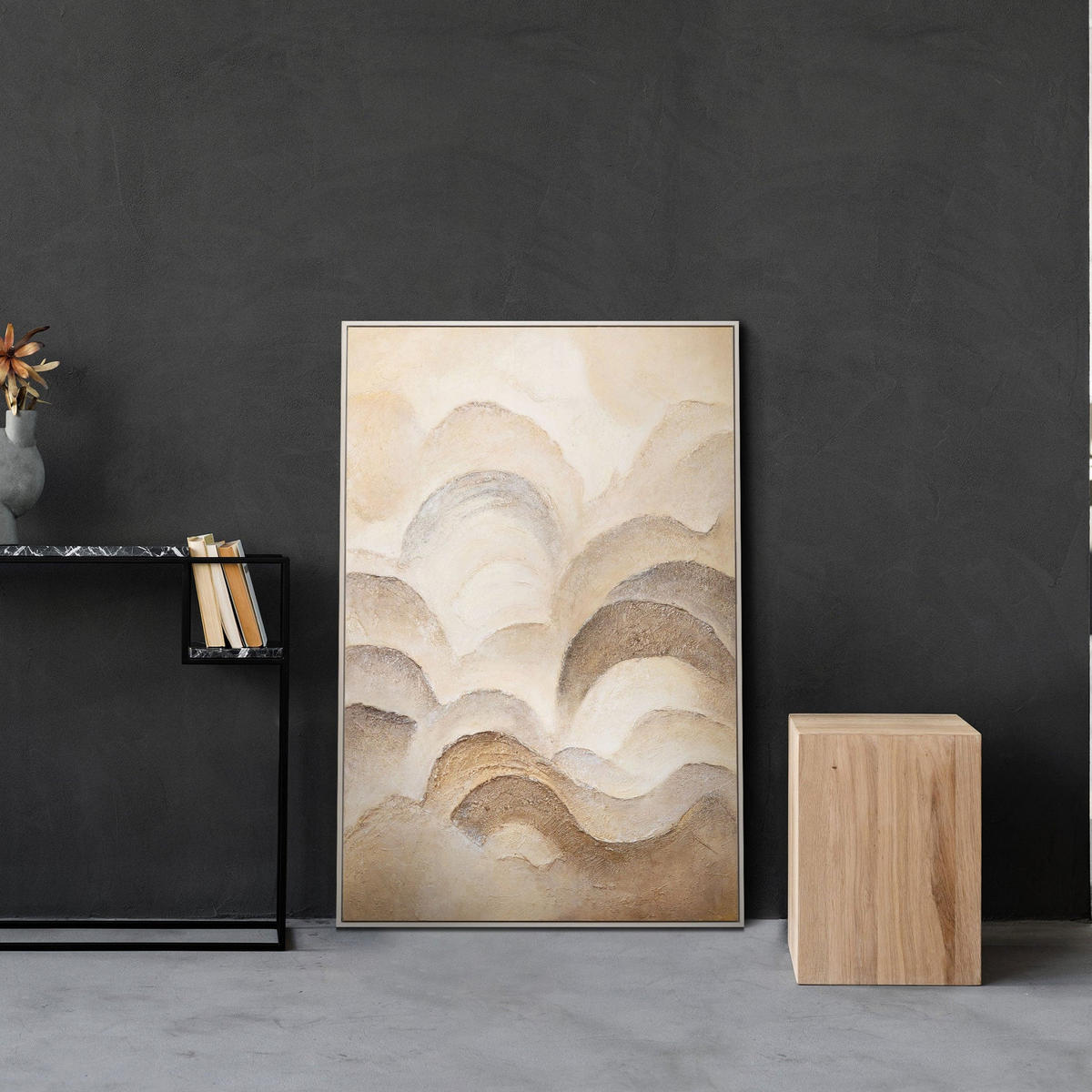 GEMÄLDE Horizontschichten Schattenfugenrahmen Beige 120x80 cm - Beige, Holz (120/80cm) - YS-art gallery