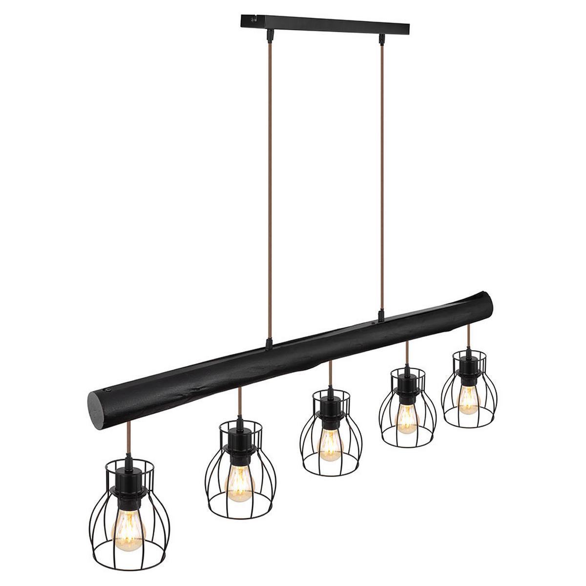 HÄNGELEUCHTE Mina Schwarz matt - Schwarz, Holz (104/16.3/140cm)