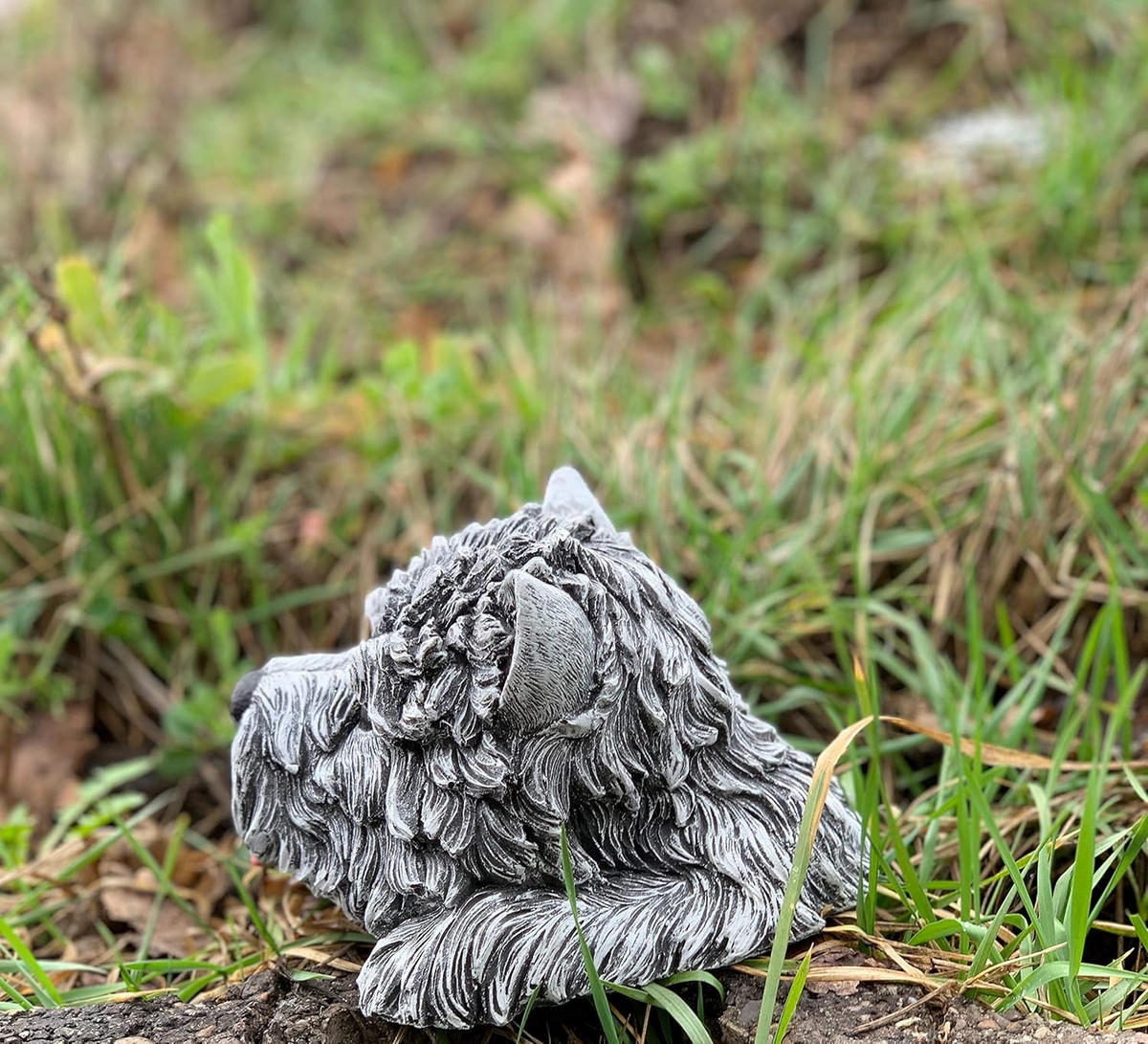 STEINFIGUR Westhighland Westie Kopf Terrier frostfest wetterfest Gartenfigur - Grau, Stein (16/11/17cm) - stoneandstyle