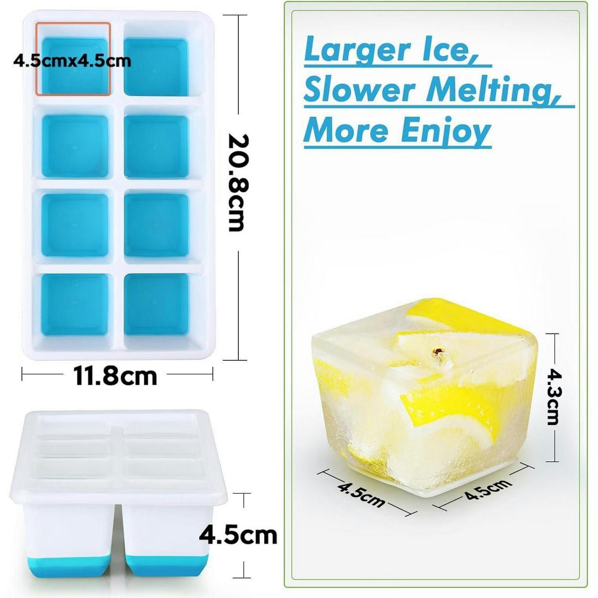 EISWÜRFELFORM 2er-Set Silikon Blau - Blau, Kunststoff (10/6/20cm)