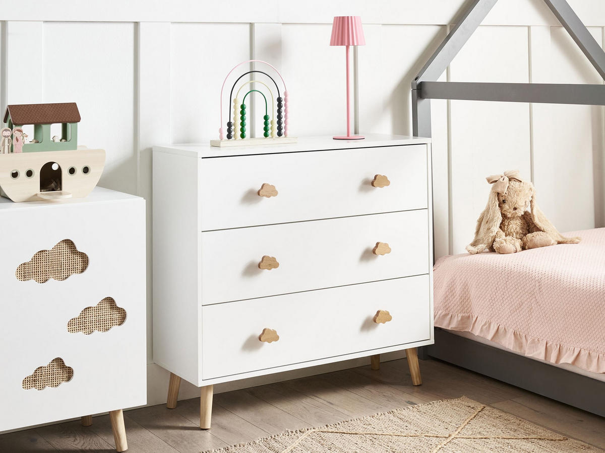 KOMODA s 3 zásuvkami Bílá Cloudy - bílá, kompozitní dřevo (80/76/30cm) - Beliani