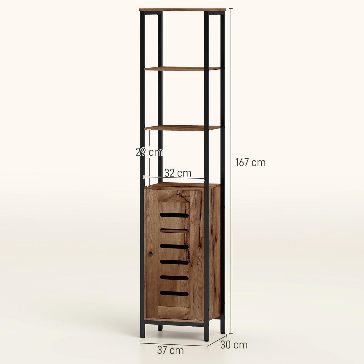 HOCHSCHRANK DE-12383 37/30/167 cm Rostbraun - Braun, Holzwerkstoff (30/167/37cm) - ComfortXL
