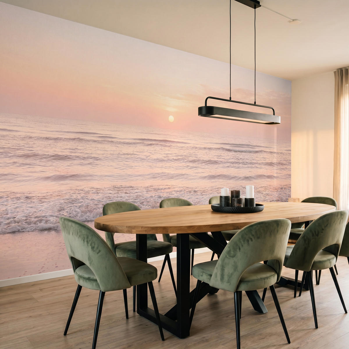 TAPETE - Sonne - Strand - Rosa - 350x200 cm - Hellrosa, Papier (350/200cm) - OnlyWow