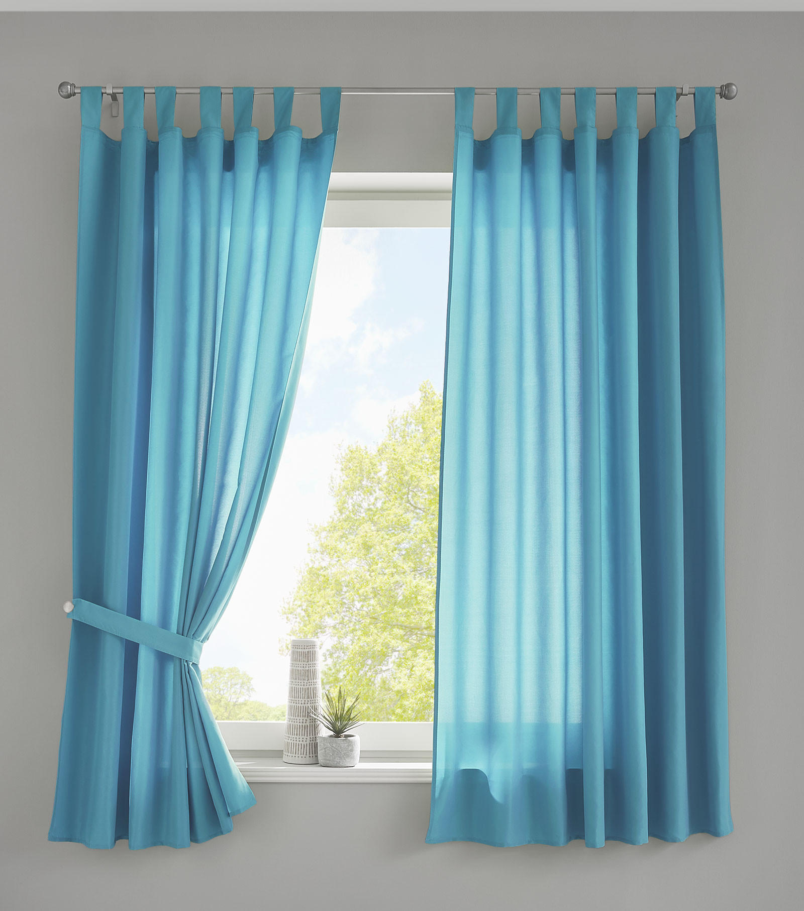 VORHANG 2ER SET POTSDAM HxB 175x140 cm Türkis - Türkis, Textil (140/175cm) - Gardinenbox