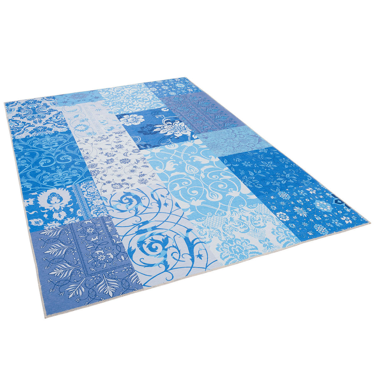 LUXUS VINTAGE DESIGNERTEPPICH PATCHWORK - Blau, Textil (130/190cm) - Pergamon