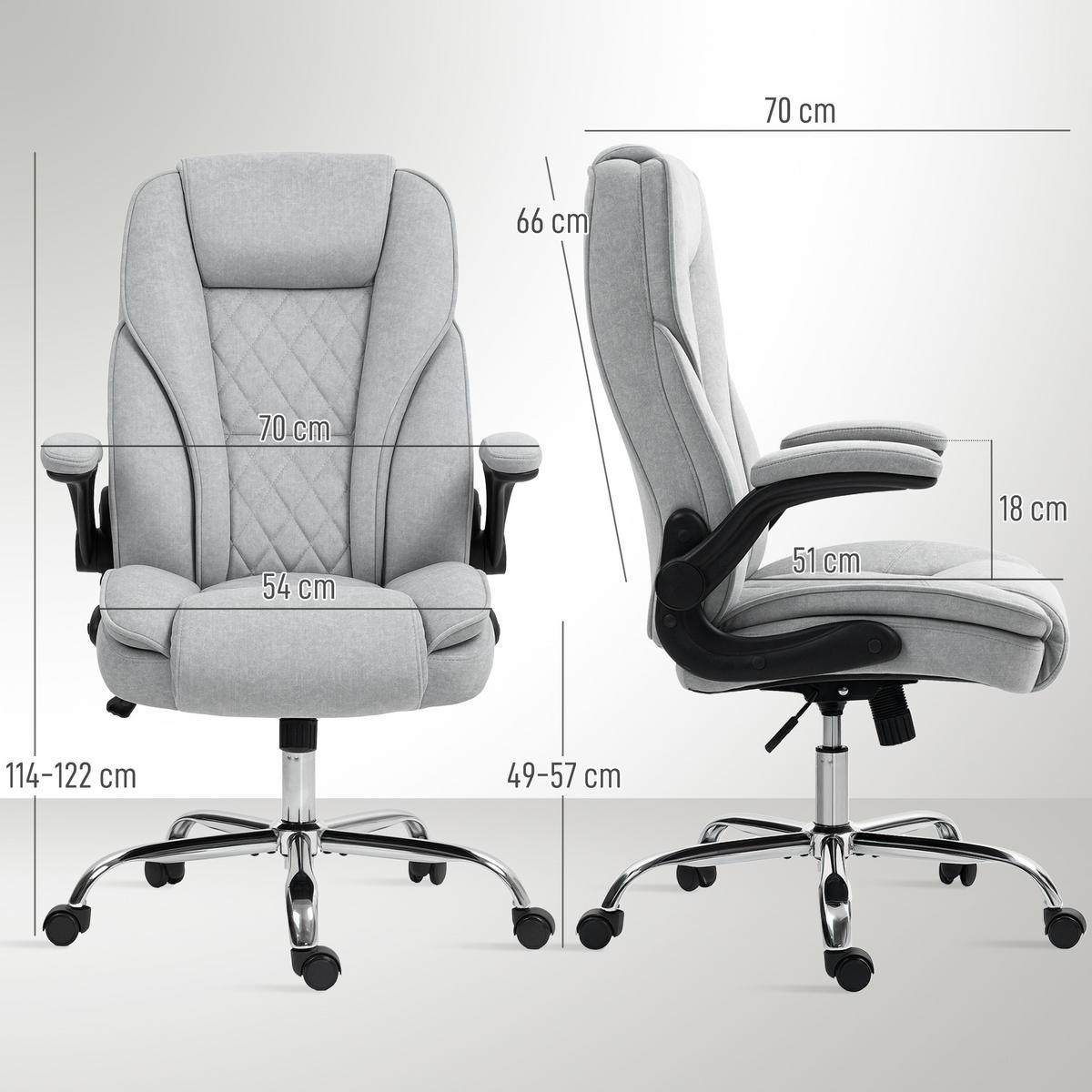 CHEFSESSEL DE-11780 70x70x114-122 cm Grau - Grau, Textil (70/122/70cm) - ComfortXL