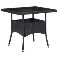 GARTEN-ESSTISCH Schwarz Poly Rattan Und Glas - Schwarz, Kunststoff (80/80/75cm) - vidaXL
