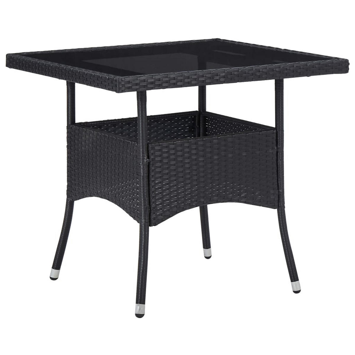 GARTEN-ESSTISCH Schwarz Poly Rattan Und Glas - Schwarz, Kunststoff (80/80/75cm) - vidaXL
