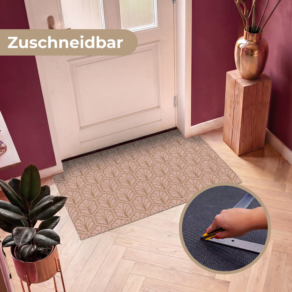 ROHOŽKA Lososově růžová - Vzor - Geometrický 120x80 cm - starorůžová, textil/umělá hmota (120/0.4cm) - MuchoWow