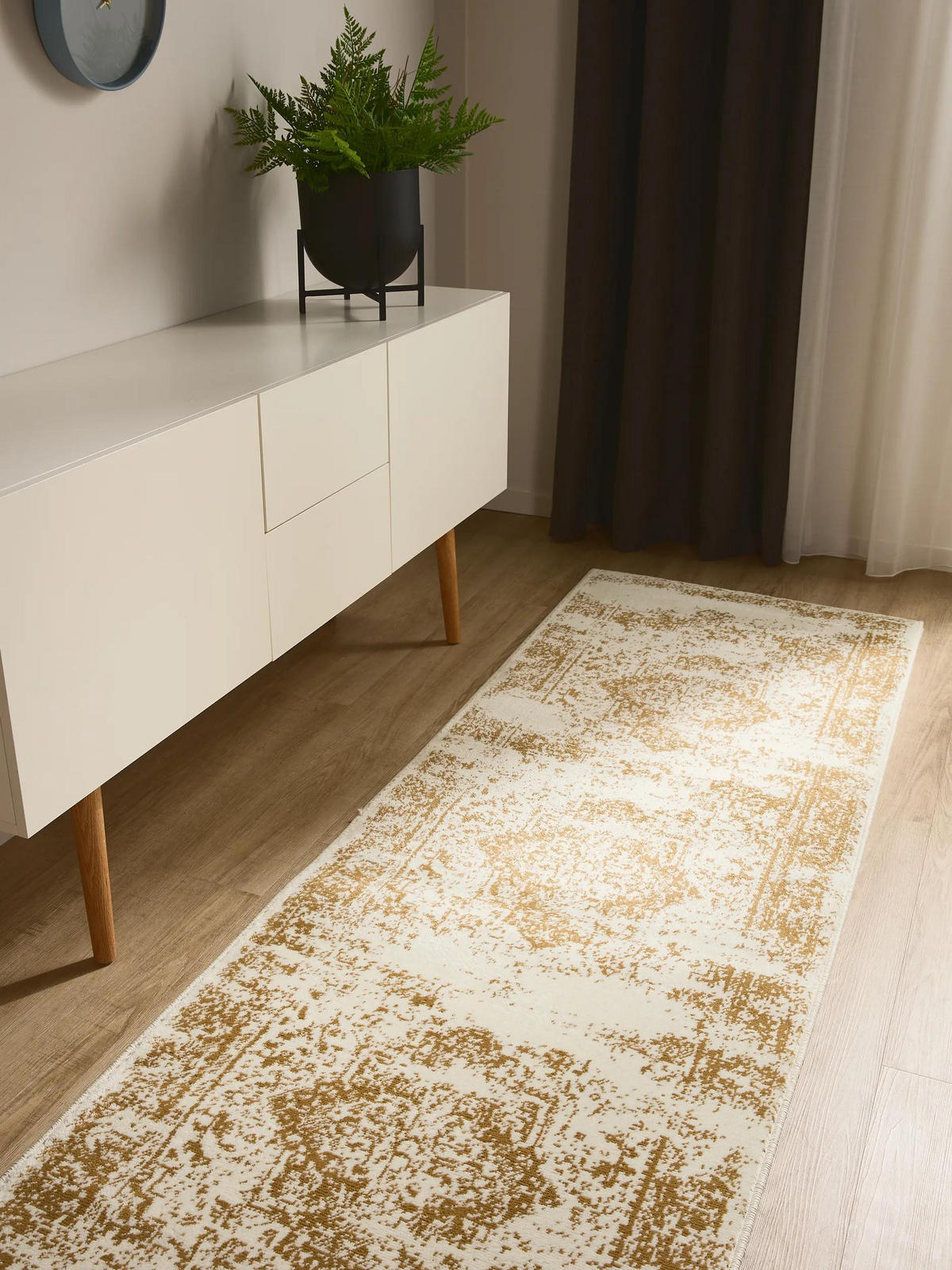VINTAGE-LÄUFER Suki 80/240 cm - Gelb/Creme, Kunststoff (80/240cm) - benuta