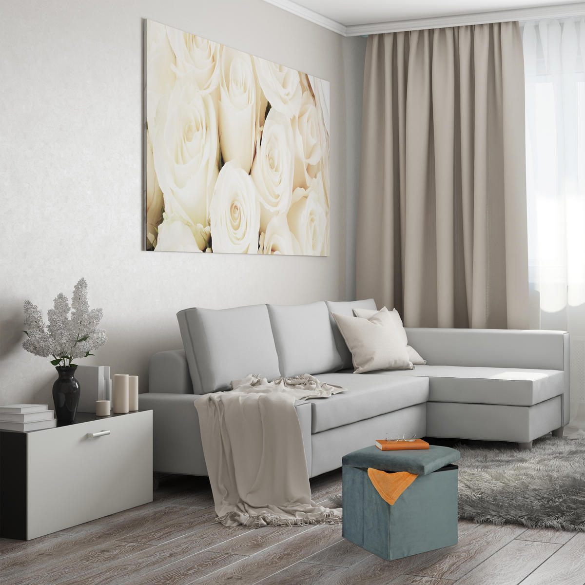SITZHOCKER - Anthrazit, Holzwerkstoff/Textil (38/38/38cm) - Relaxdays