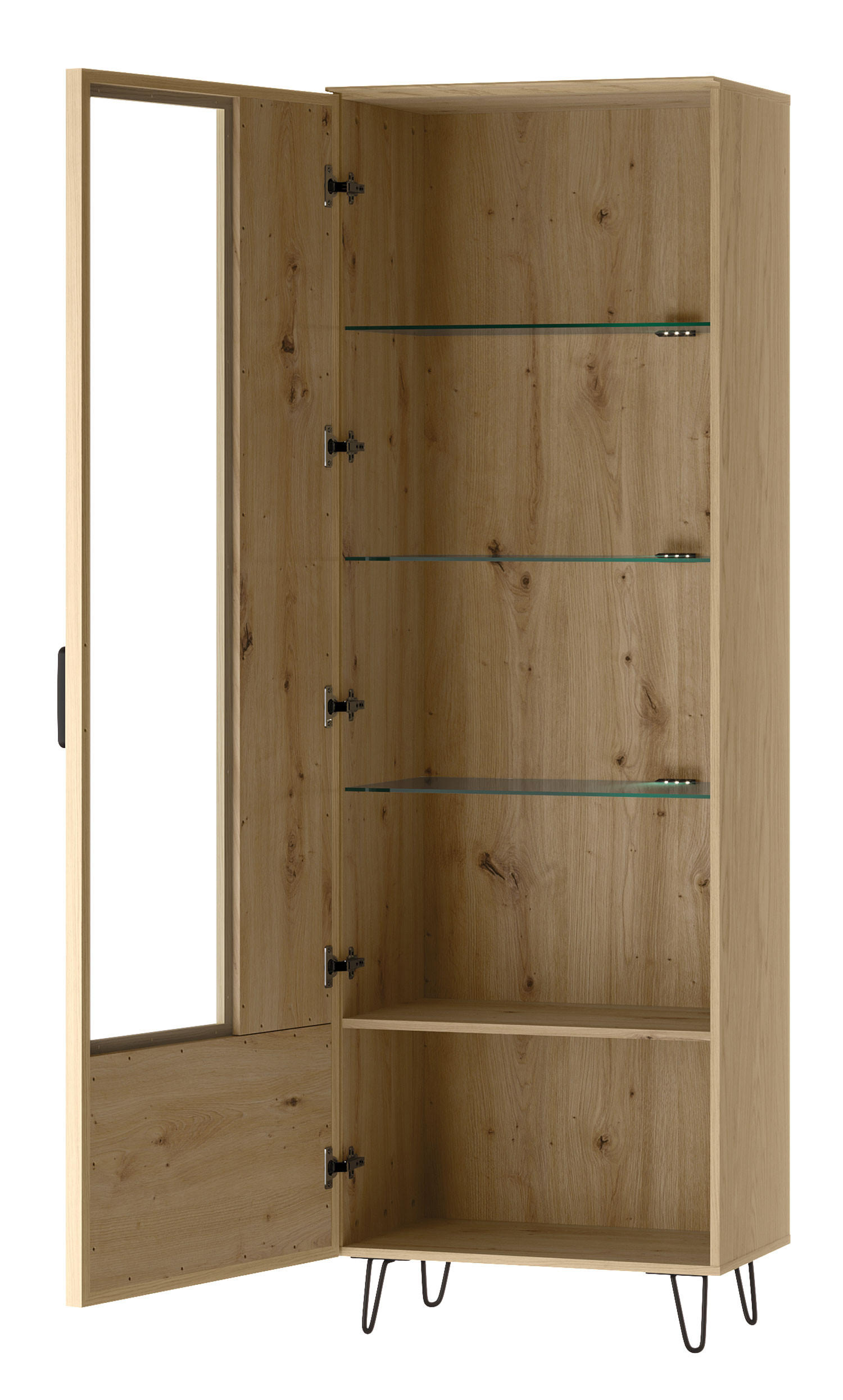 STANDVITRINE Limbo Eiche Artisan 65 / 42 / 200cm - Eiche Artisan/Braun, Holz/Metall (65/200/42cm) - Feldmann-Wohnen