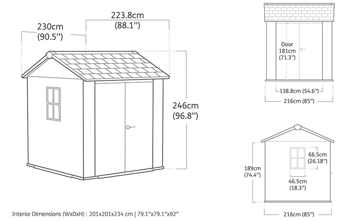 GARTENHAUS Newton - Grau, Kunststoff (223.8/246/230cm) - Keter