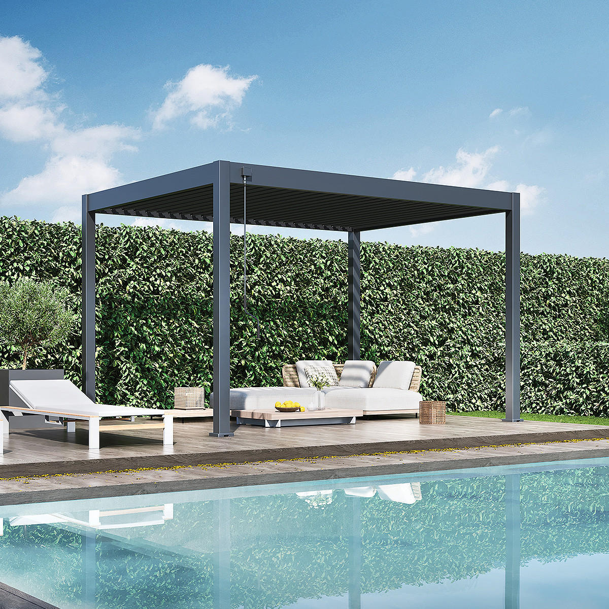 PERGOLA Classic Pavillon Terrassenüberdachung Aluminium 3 x 4 M anthrazit - Anthrazit, Metall (400/255/300cm) - WEIDE