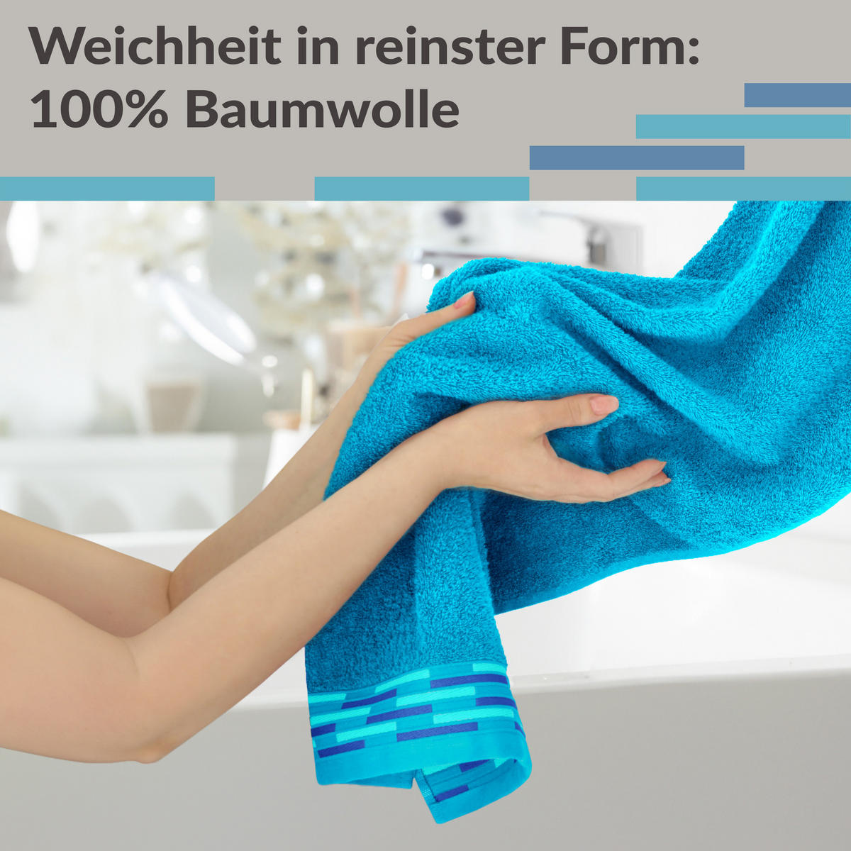 HANDTUCH Lugano Aquamarin 2er 50x100 cm - Blau, Textil (50/100cm) - Lashuma