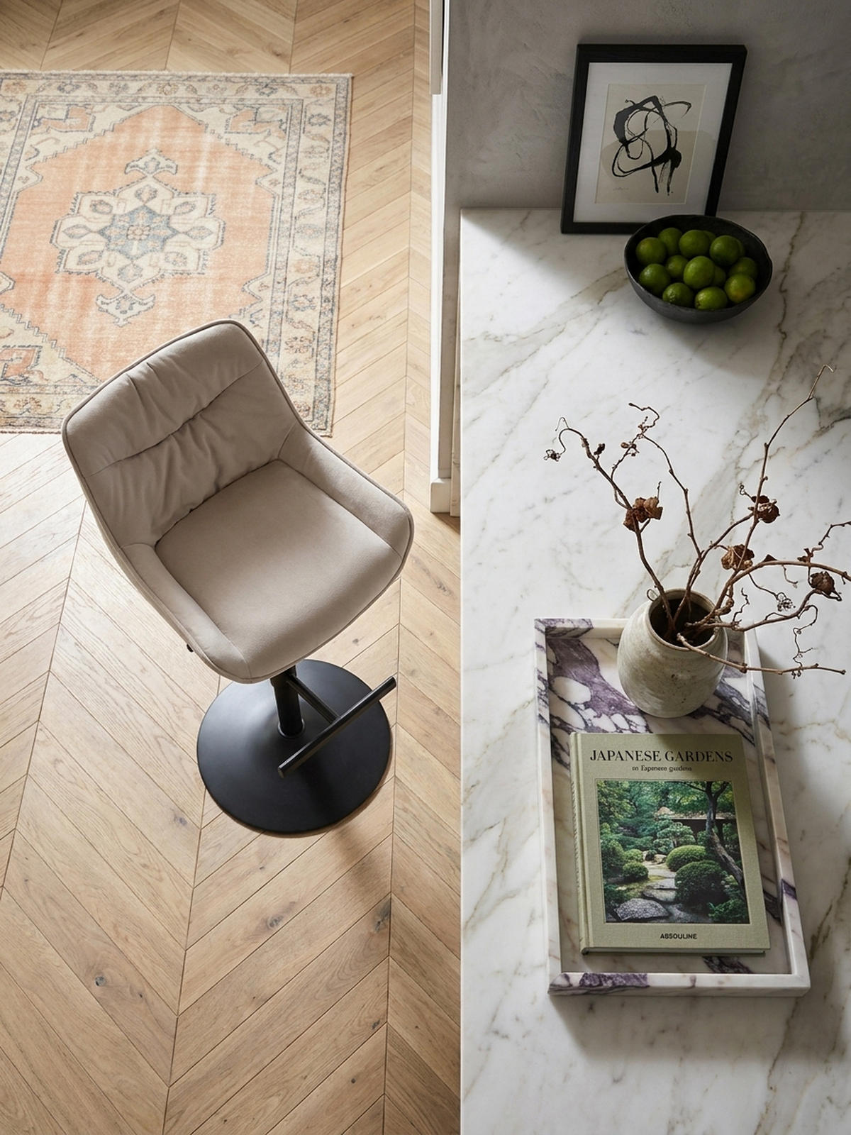 BARHOCKER Samt Lehne Höhenverstellbar Trompetenfuß Gepolstert, Beige 45x55x106 cm - Beige/Schwarz, Textil/Metall (45/106/55cm) - KADIMA DESIGN