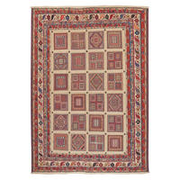 HANDWEBTEPPICH Sumak Belutch Beige 212/154 cm Schurwolle - Beige, Textil (154/212cm) - Looma