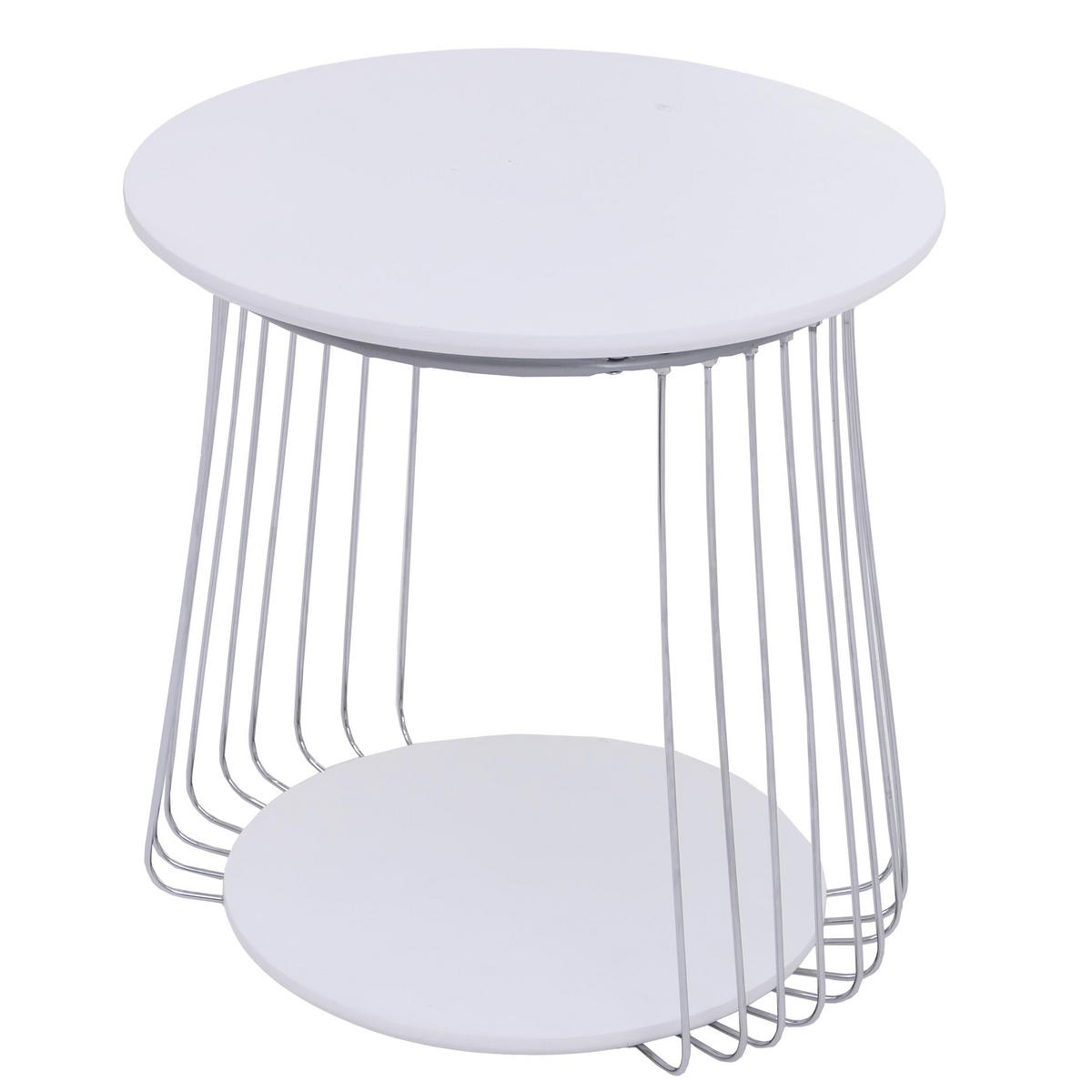 MIZA za kavč okrogla bela, srebrna - srebrne barve/bela, les (50/50/52cm) - MCW