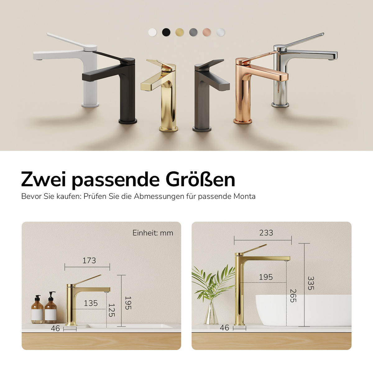 WASCHTISCHARMATUR mit Spulen-Zertifiziertem Filterelement Champagnergold - Goldfarben, Metall (17.3/4.6/19.5cm) - EMKE