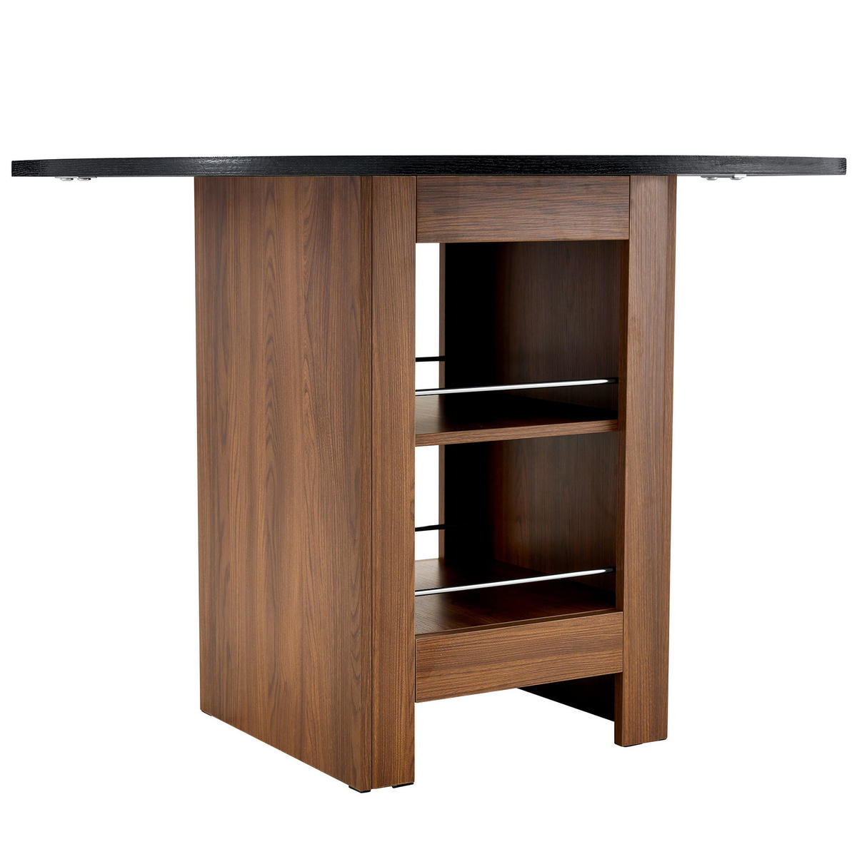 ESSTISCH 100/100/76 cm mit Stauraumregal und MDF-Tischplatte, Walnuss/Schwarz - Schwarz, Holzwerkstoff (100/100/76cm) - Redom