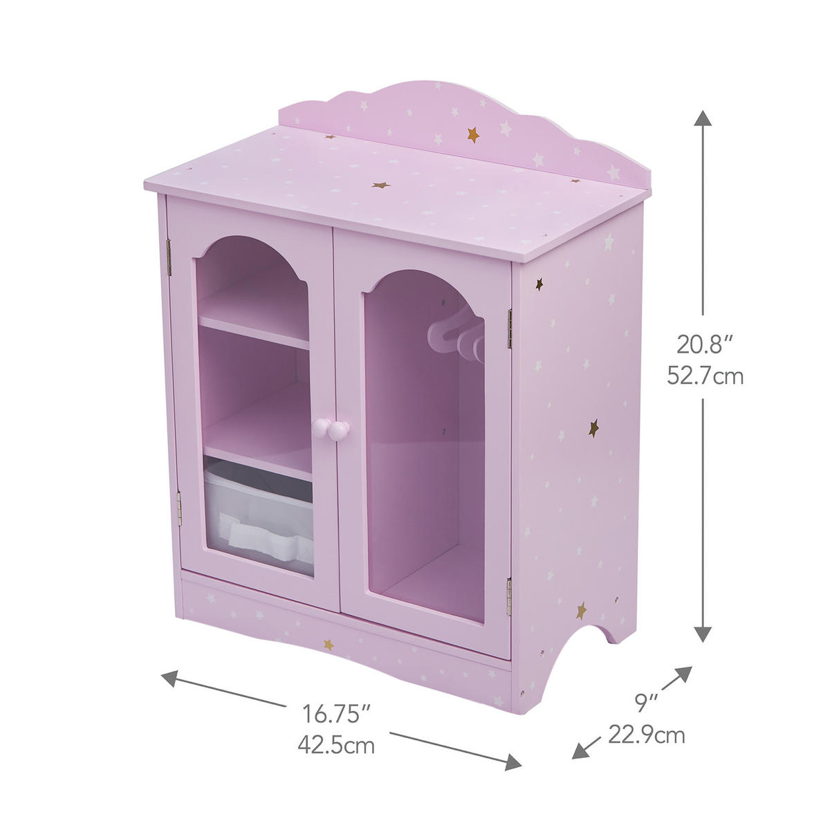 PUPPENSCHRANK Holz, Rosa, 53cm - Pink, Holzwerkstoff (23/53/43cm) - Teamson Kids