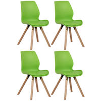 STUHL 4er Set Kunststoff grün - Eukalyptusholzfarben/Grün, Holz/Kunststoff (48/87/58cm) - CLP