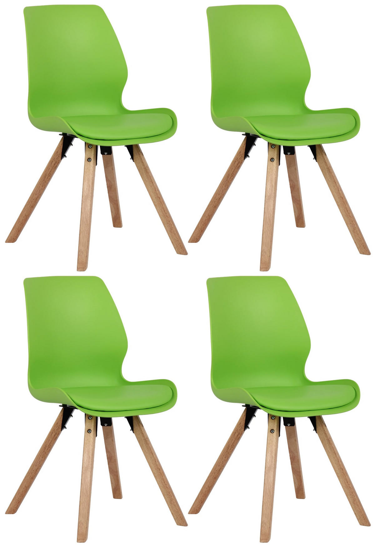 STUHL 4er Set Kunststoff grün - Eukalyptusholzfarben/Grün, Holz/Kunststoff (48/87/58cm) - CLP