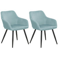 ESSZIMMERSTUHL 2er-Set Samt hellblau Casmalia - Blau/Schwarz, Textil (59/78/62cm) - Beliani