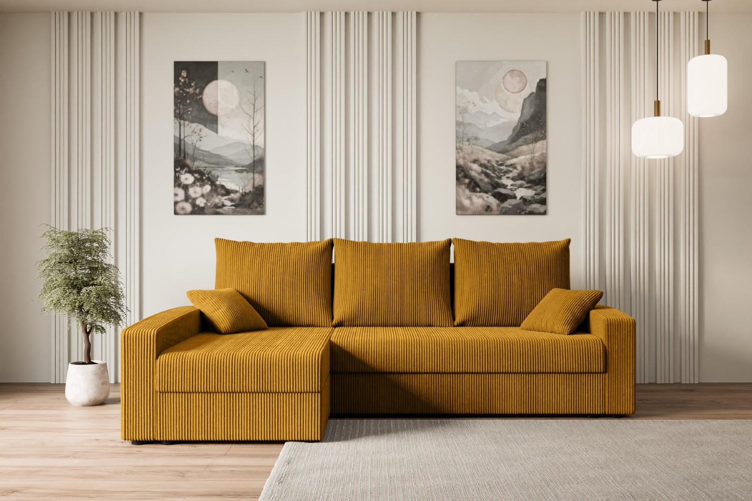 Thumbnail - Altdecor Ecksofa, Gelb, Textil, 4-Sitzer, L-Form, 231x140 cm, Wohnzimmer, Sofas & Couches, Wohnlandschaften, Ecksofas