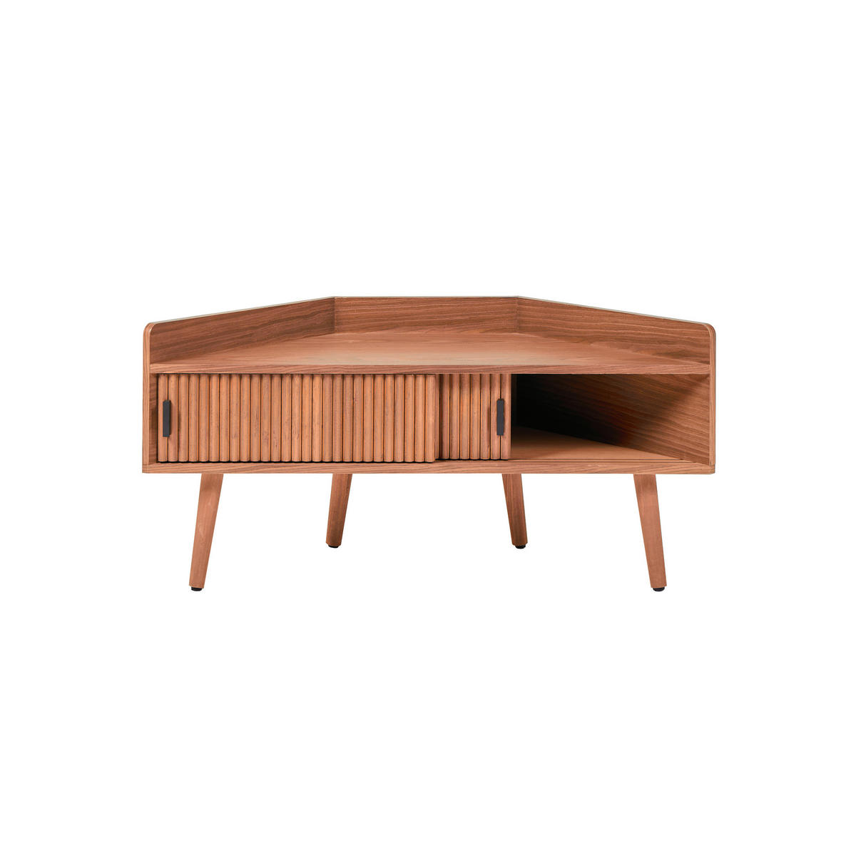 ECK-TV-SCHRANK Nussbaumholz Dunkelbraun 94 x 38 x 47 cm - Dunkelbraun, Holz (94/47/38cm) - Nordlys